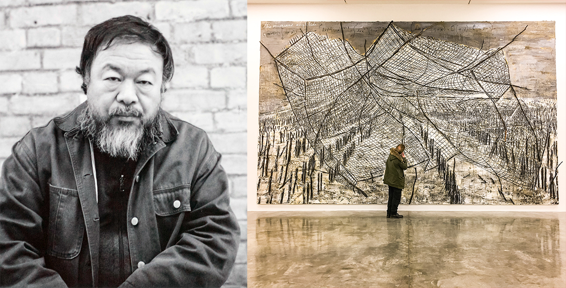Foto’s: “Ai Weiwei” (Alfred Weidinger), “Anselm Kiefer exhibition in white cube”(cattan2011), allen gelicentieerd onder CC BY 2.0